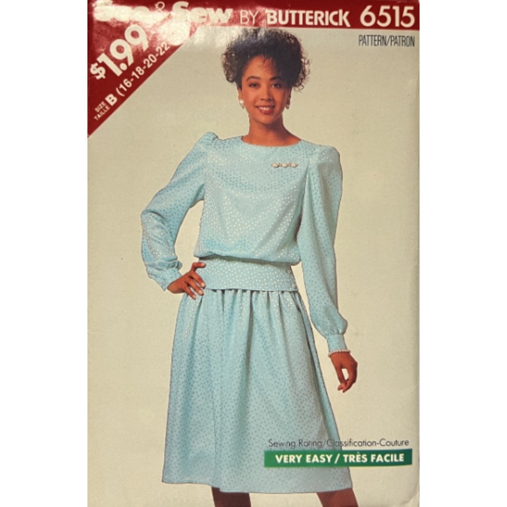 Vintage ©1988 See & Sew 6515 Sewing Pattern - Easy Top and Skirt